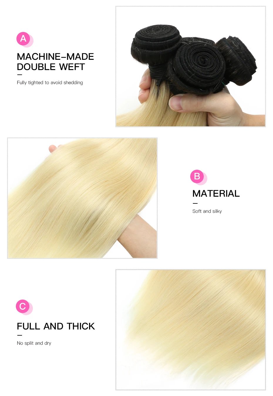 Ombre Blonde Brazilian Remy Hair Bundles